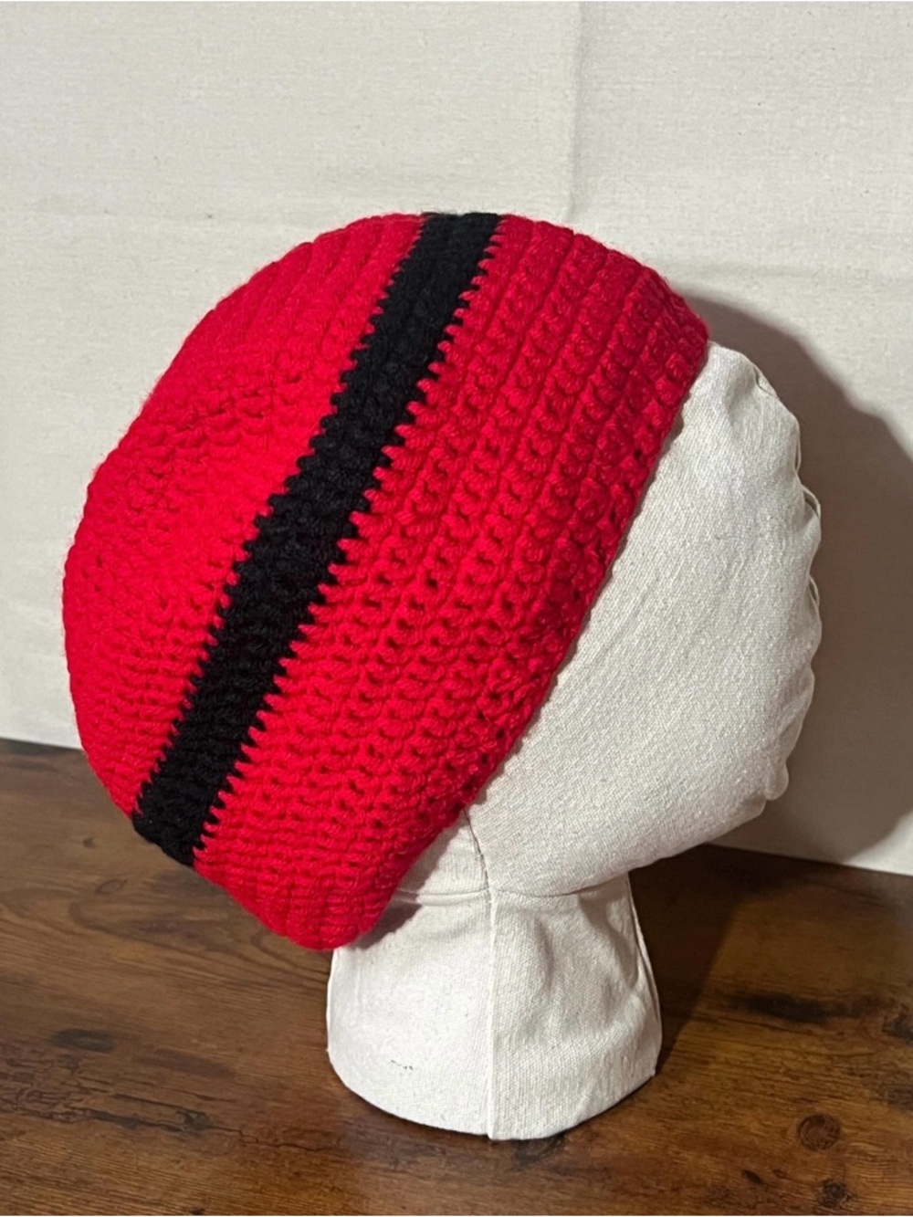 Handmade Crochet Rasta Tam Hat | Slouchy Beanie for Locs | Red